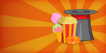 Circus horizontal banner magician, cartoon styleのイラスト素材