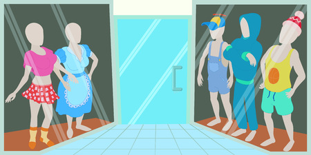 Clothing store horizontal banner, cartoon styleのイラスト素材