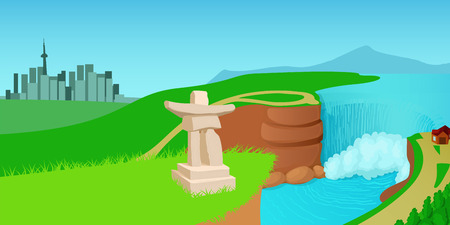 Canada landscape horizontal banner, cartoon styleのイラスト素材