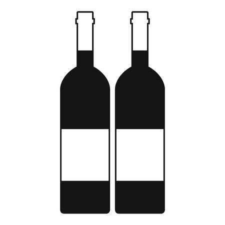 Two bottles of wine icon. Simple illustration of two bottles of wine vector icon for webのイラスト素材
