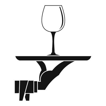 Waiter hand holding tray with wine glass icon. Simple illustration of waiter hand holding tray with wine glass vector icon for webのイラスト素材