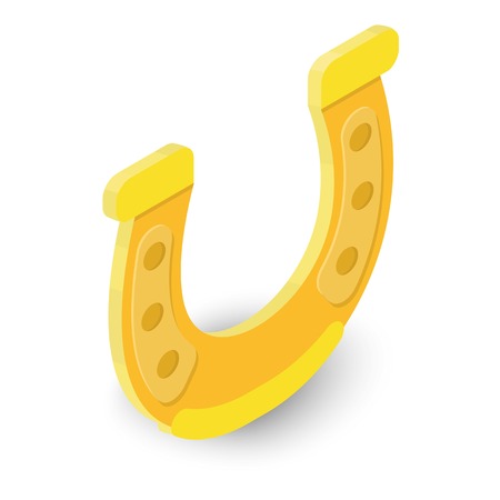 Golden horseshoe icon. Isometric 3d golden horseshoe illustration of vector icon for webのイラスト素材