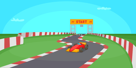 Race competition horizontal banner concept. Cartoon illustration of race competition vector horizontal banner for webのイラスト素材