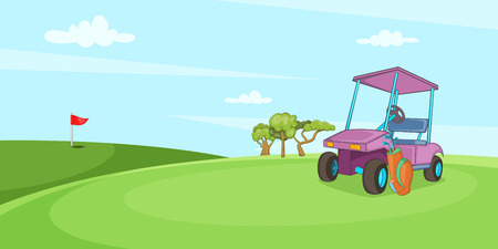 Field of golf horizontal banner concept. Cartoon illustration of field of golf vector horizontal banner for webのイラスト素材