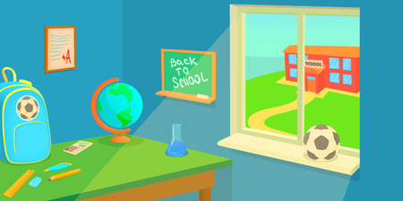 School room horizontal banner, cartoon styleのイラスト素材