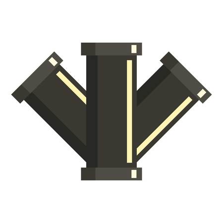 Tee plumbing fitting icon, flat styleのイラスト素材