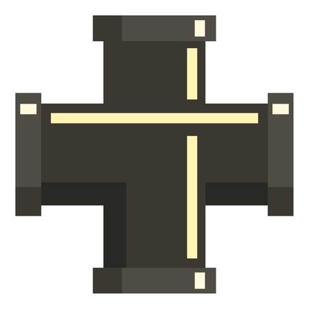 Black connection pipe icon, flat styleのイラスト素材