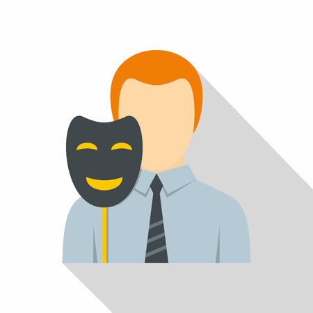 Businessman holding fake mask smile iconのイラスト素材