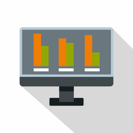 Bar graph on the screen of computer iconのイラスト素材