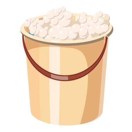 Bucket with foamy water icon, cartoon styleのイラスト素材