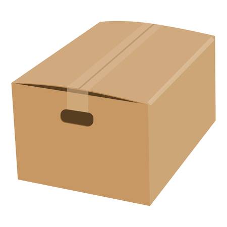 Closed cardboard box taped up mockupのイラスト素材