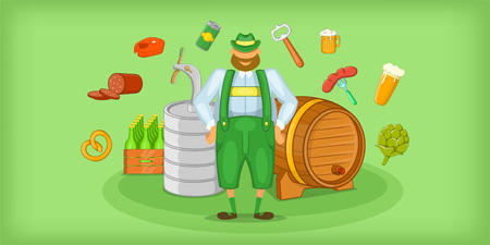 Brewer horizontal banner symbols , cartoon styleのイラスト素材