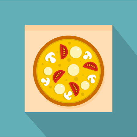 Pizza with sausages, tomatoes and mushrooms iconのイラスト素材
