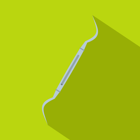 Steel dentists hook probe icon, flat styleのイラスト素材