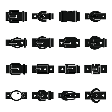 Belt buckles icons set, simple styleのイラスト素材