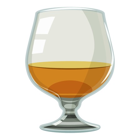 Glass of scotch or whiskey icon, cartoon styleのイラスト素材