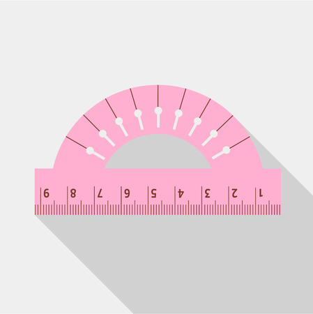 Pink protractor icon, flat styleのイラスト素材