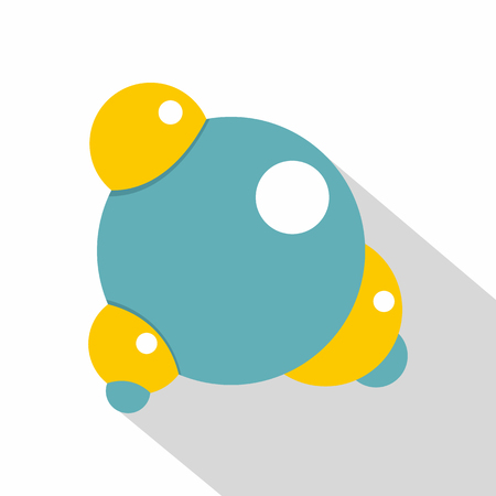 Blue molecule icon, flat styleのイラスト素材