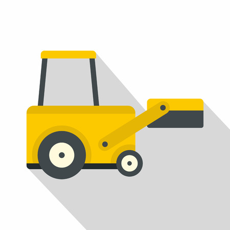 Yellow truck to lift cargo icon, flat styleのイラスト素材