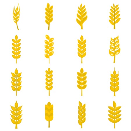 Ear corn icons set in flat styleのイラスト素材