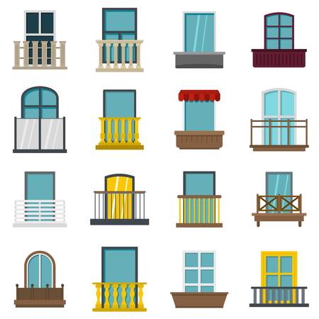 Window forms icons set in flat styleのイラスト素材