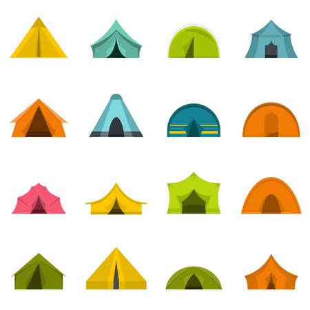 Tent forms icons set in flat styleのイラスト素材