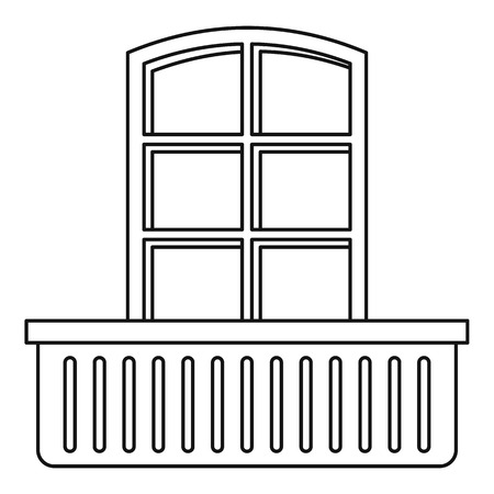 Retro window and balcony icon, outline styleのイラスト素材