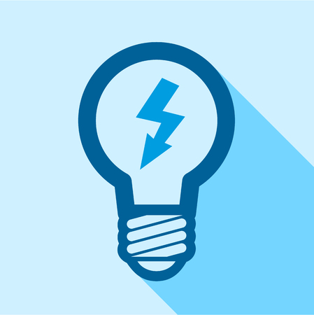 Blue electric bulb with lightning inside iconのイラスト素材