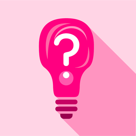 Pink light bulb with question mark inside iconのイラスト素材