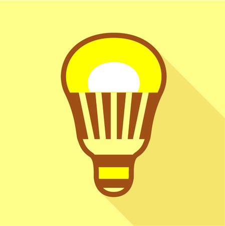 Yellow led bulb icon, flat styleのイラスト素材