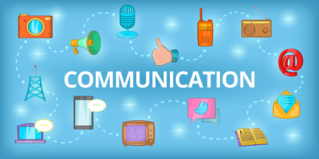 Communication banner horizontal, cartoon styleのイラスト素材