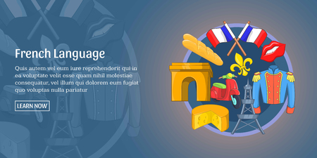 French language banner horizontal, cartoon styleのイラスト素材