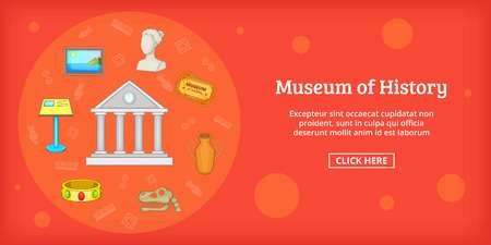 Museum banner horizontal, cartoon styleのイラスト素材