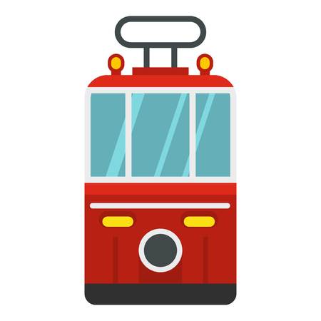 Traditional turkish public tram icon flat isolated on white background vector illustrationのイラスト素材