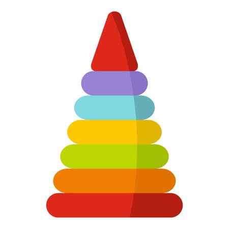 Colorful toy pyramid icon flat isolated on white background vector illustrationのイラスト素材