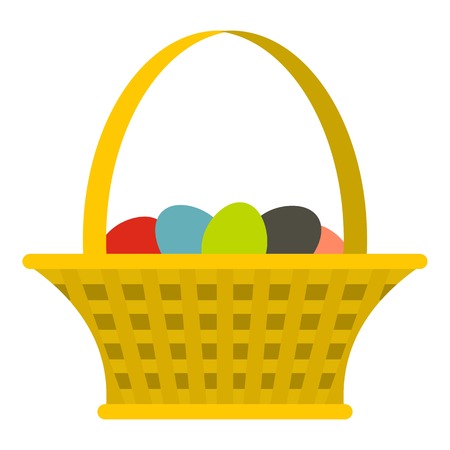 Easter basket icon flat isolated on white background vector illustrationのイラスト素材