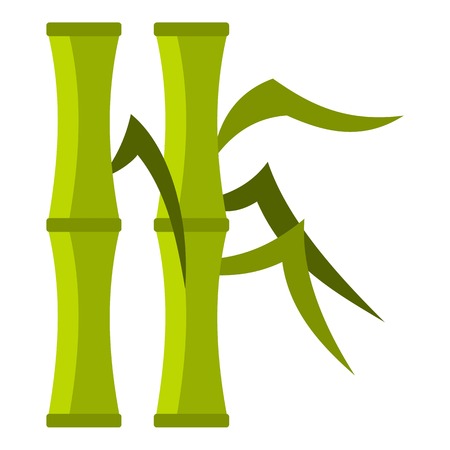 Green bamboo stems icon flat isolated on white background vector illustrationのイラスト素材