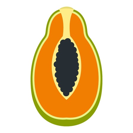 Half cut papaya fruit icon isolatedのイラスト素材