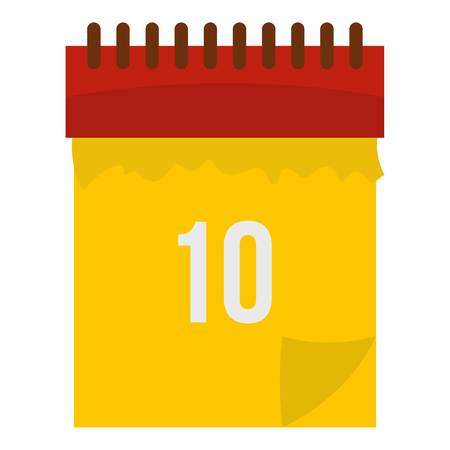 Yellow calendar with 10 date icon flat isolated on white background vector illustrationのイラスト素材