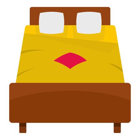 Bed with yellow blanket icon isolatedのイラスト素材