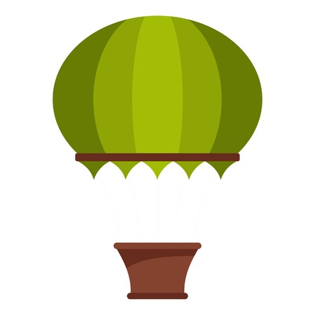 Green hot air balloon icon flat isolated on white background vector illustrationのイラスト素材