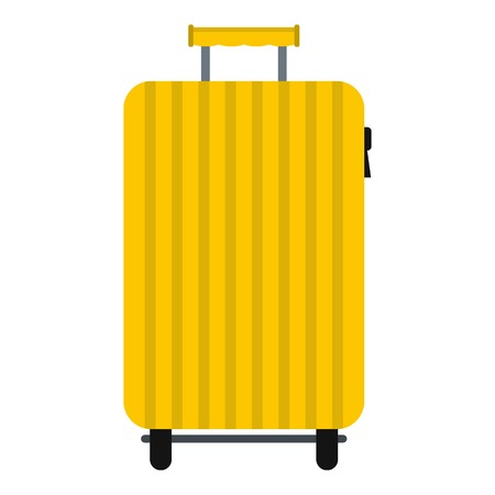 Suitcase on wheels icon flat isolated on white background vector illustrationのイラスト素材