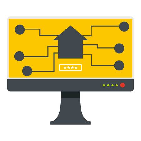 Monitor chip icon flat isolated on white background vector illustrationのイラスト素材