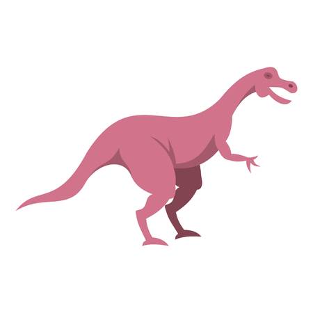 Pink hypsilophodon dinosaur icon flat isolated on white background vector illustrationのイラスト素材