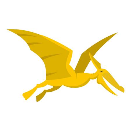 Yellow pterosaurs dinosaur icon flat isolated on white background vector illustrationのイラスト素材