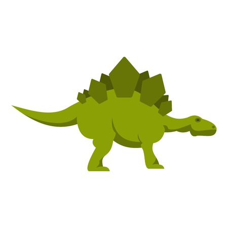 Green stegosaurus dinosaur icon flat isolated on white background vector illustrationのイラスト素材