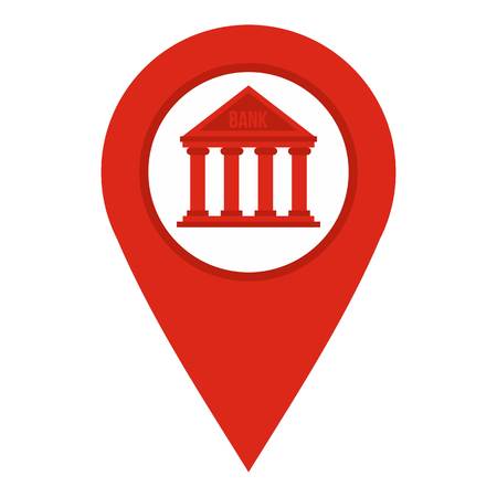 Red map pin icon flat isolated on white background vector illustration.のイラスト素材