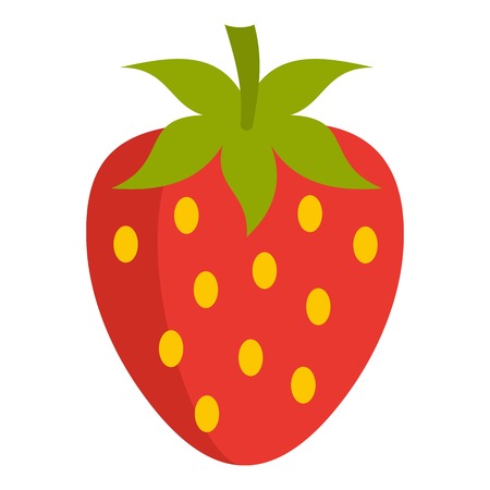 Red fresh strawberry icon flat isolated on white background vector illustration.のイラスト素材