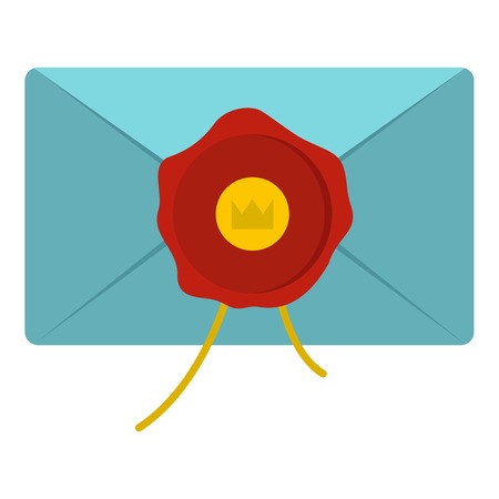 Blue envelope with red wax seal icon isolatedのイラスト素材