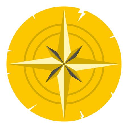 Gold ancient compass icon flat isolated on white background vector illustration